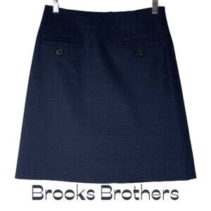 Brooks Brothers Navy Blue Polka Dot Cotton Academia Prep Skirt NWOT Size 2